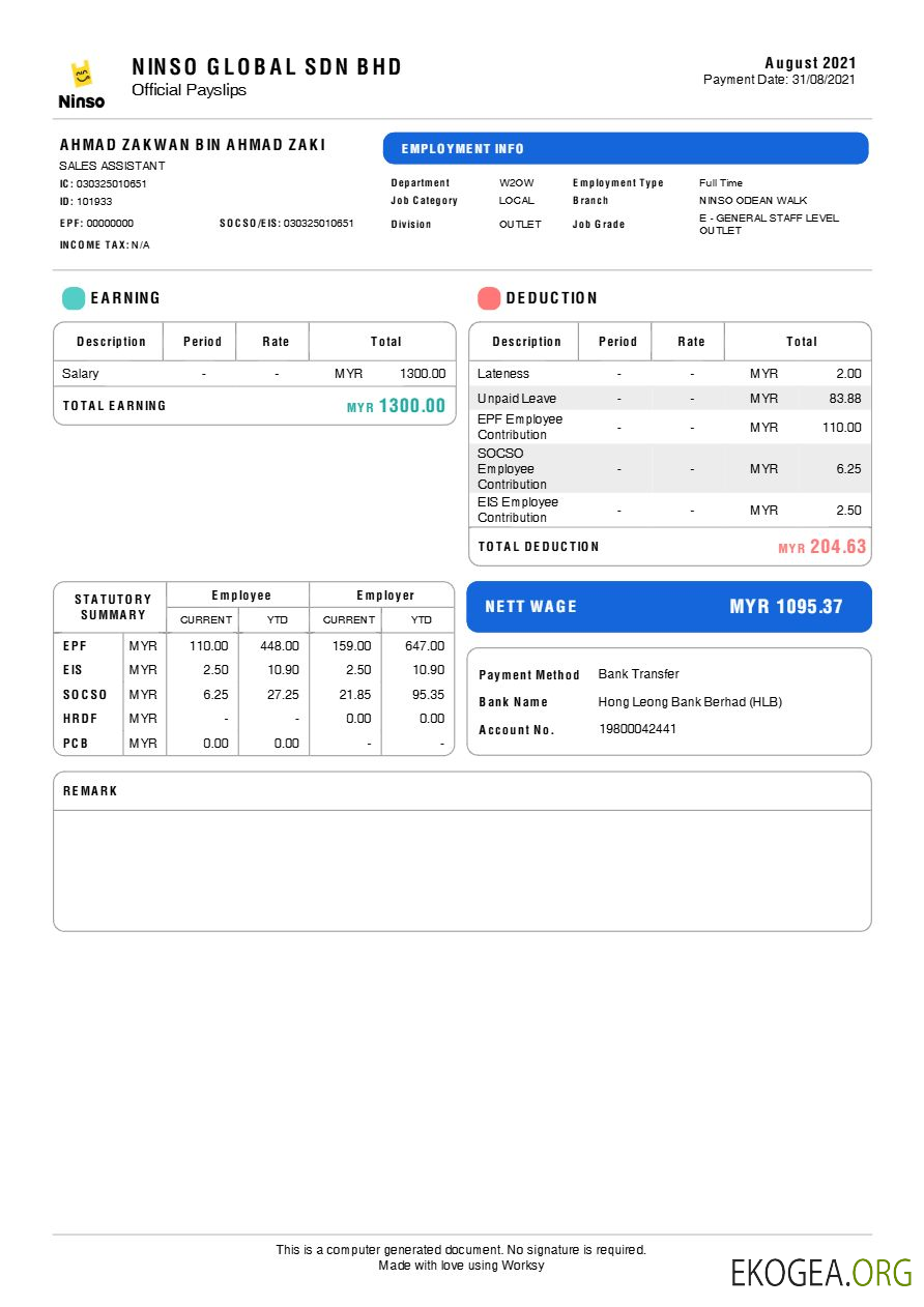 Ninso Global Sdn. Modèle de fiche de paie Bhd. aux formats Word et PDF.pdf, 1